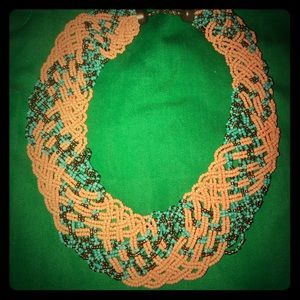 Peach & turquoise statement necklace.